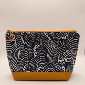 Navy Wave Make-Up Bag
