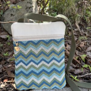 Blue-Green Chevron Crossbody Purse